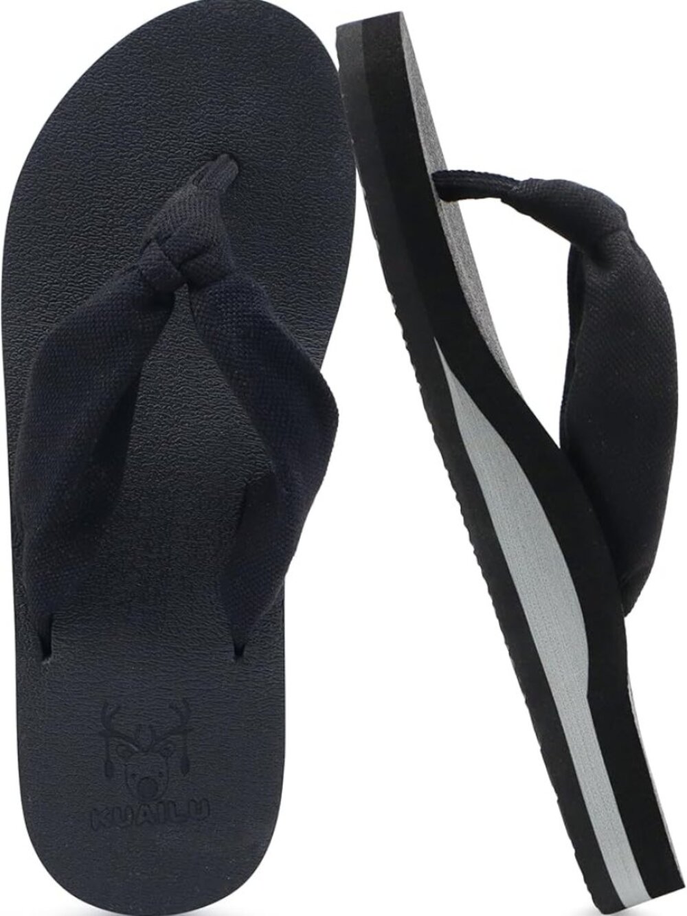 New Women’s Black Fabric Flip-Flop Sandals